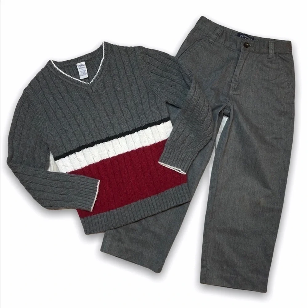𝅺GYMBOREE 6 All‎ Aboard Holiday Sweater TCP Pants
